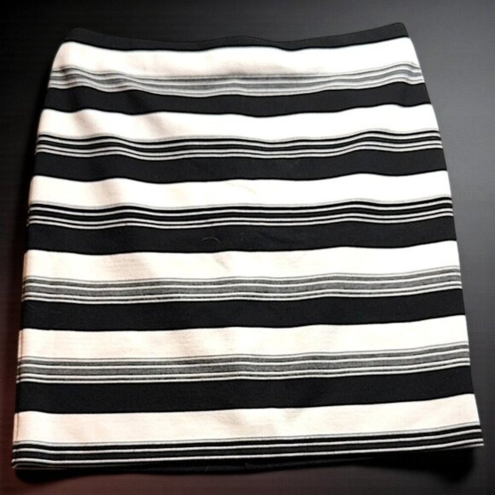 Roz & Ali Black & White Striped Pull-On Skirt Size 1X - Picture 1 of 8